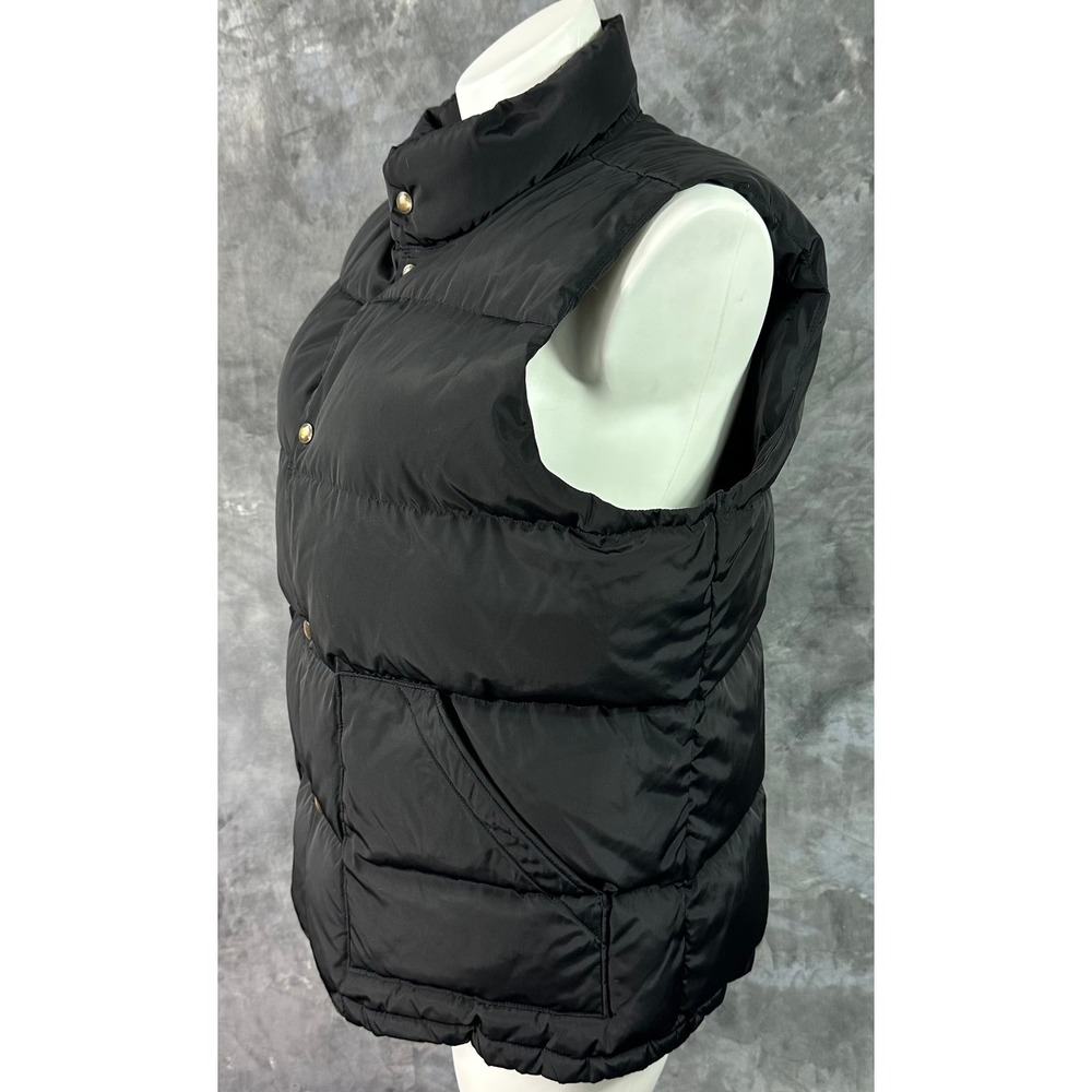 Lands End Men's Black Down Filled Snap Close Puffer Vest sz L (15597) - Picture 2 of 10